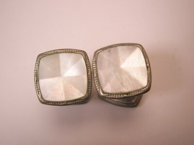 Mother of Pearl Square Faceted Vintage SNAP LINK  Edwardian Cuff Links kumapart