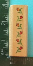 TULIP FLOWERS Border Rubber Stamp