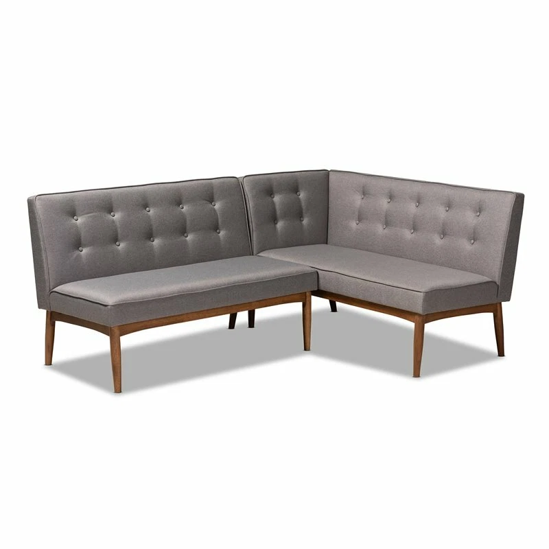 Baxton Studio Arvid Modern 2 Piece Wood Dining Corner Sofa Bench