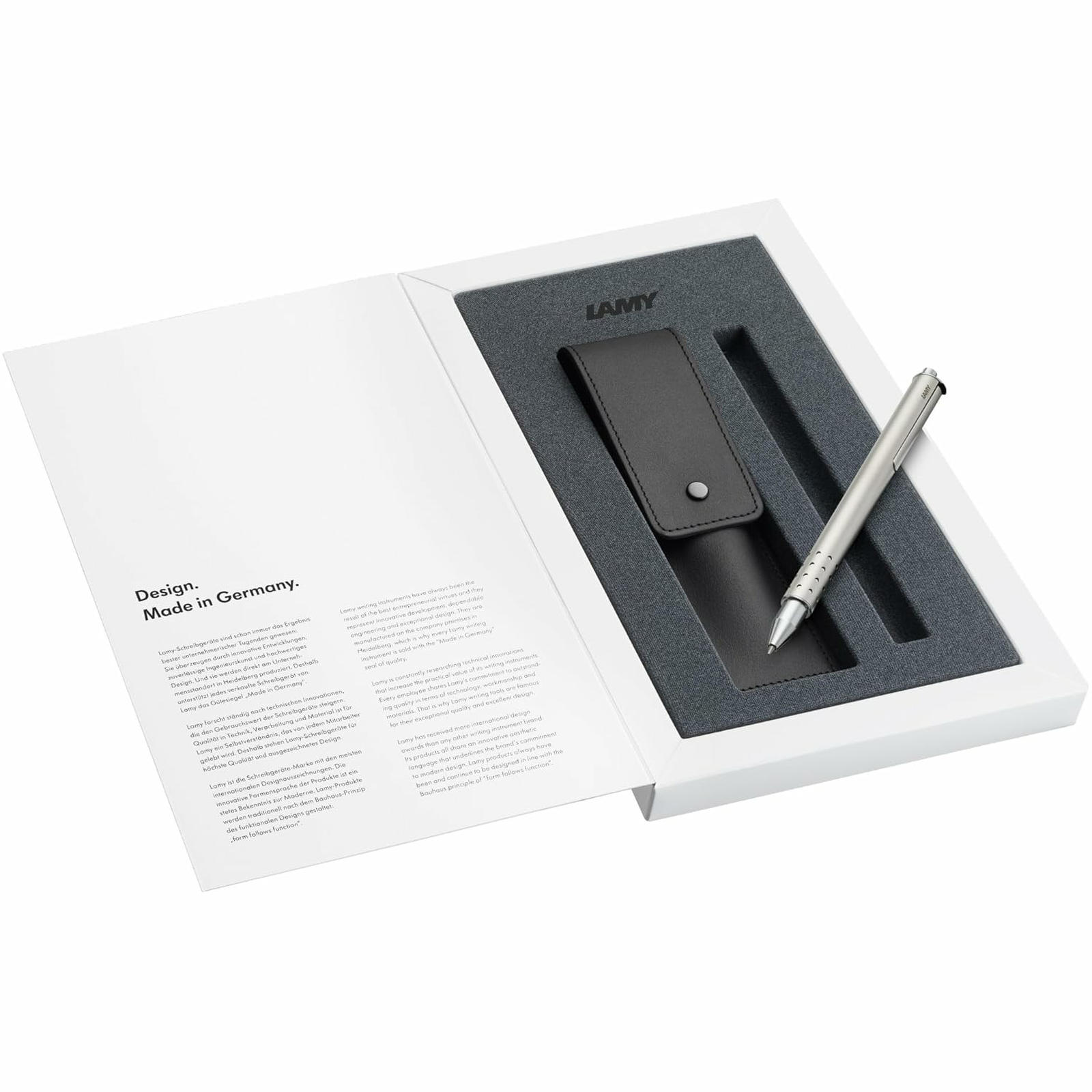 LAMY 330 TR swift Palladium Rollerball Pen and Leather Pouch Set