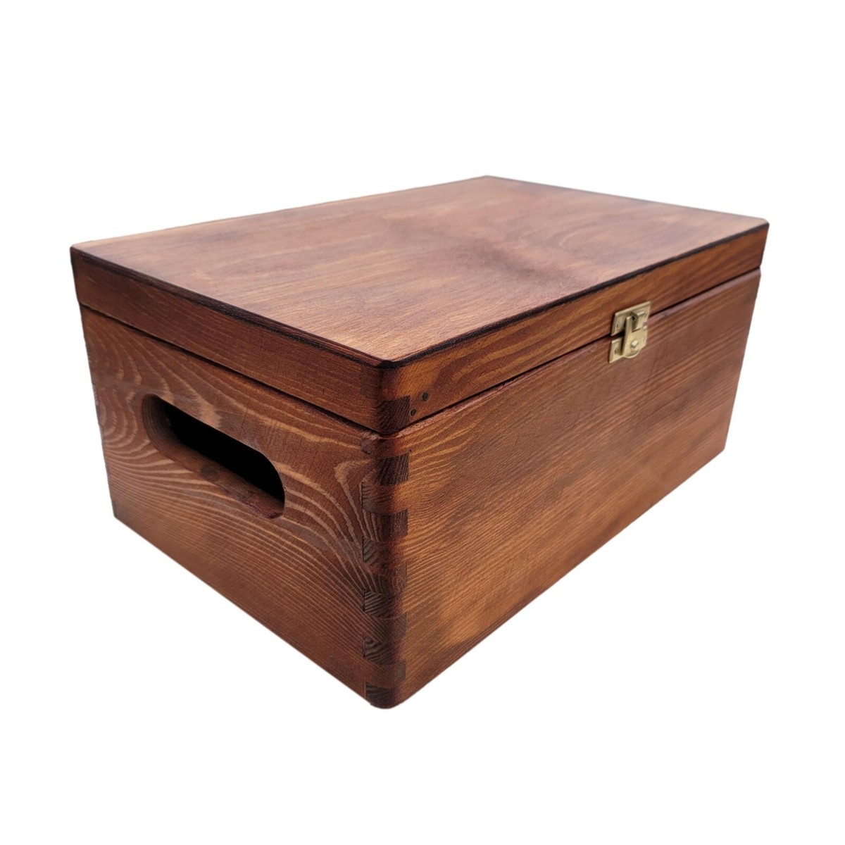 Wooden Box With Lid and Handles Closed with Latch Hand Painted