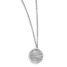 Sterling Silver Rhodium Plated Diamond-cut Circle with 1in ext. 19"Necklace