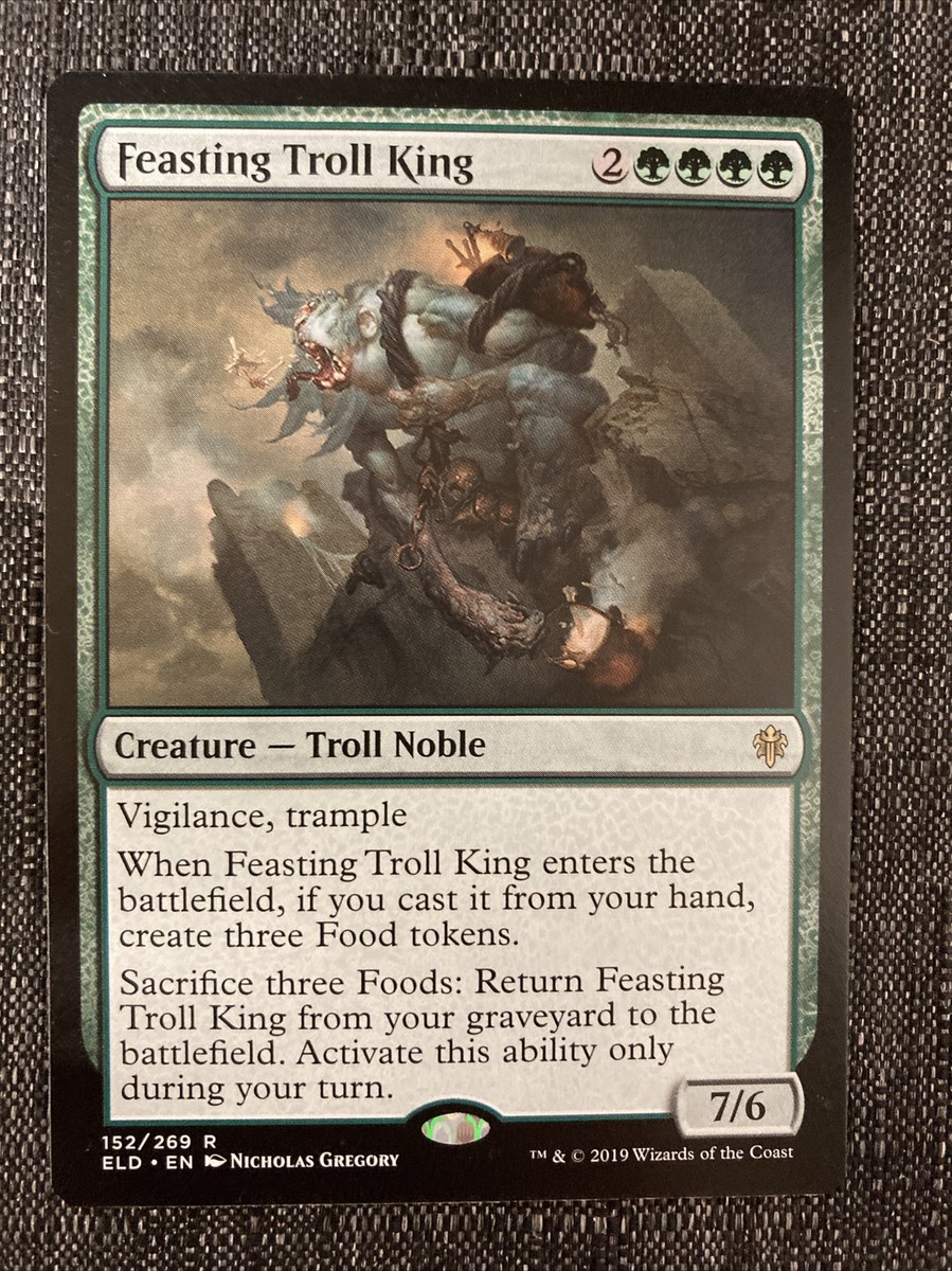 Feasting Troll King 1x FOIL ELD MTG Throne of Eldraine Rare MINT green Feasting Troll King 1x FOIL ELD MTG Throne of Eldraine Rare MINT green