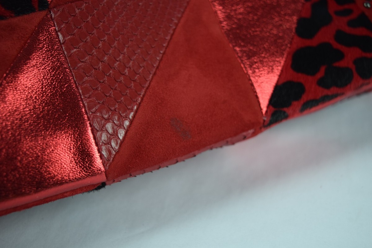 NWT! RARE YSL Saint Laurent Jamie Patchwork Bag Python Leather Red