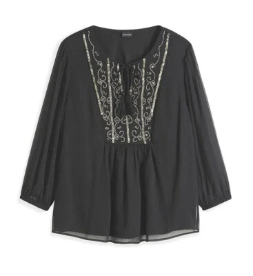 Damen Tunika schwarz mit Perlen und Pailetten verziert Größe 38 - 54 neu 76865 - Bild 1 von 4