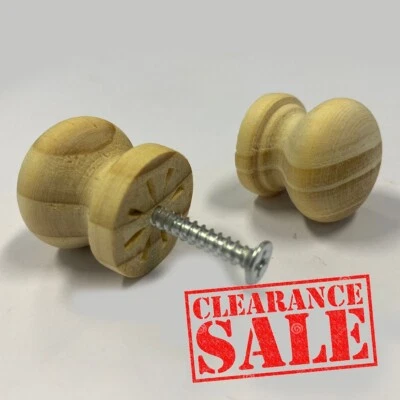 AVOCET 25 Packs of 8 Door Knobs Pine 25mm Wood (in 8 packs) Clearance 200 Total