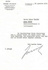 Pierre Pflimlin (+) FRENCH PRIME MINISTER autograph, signed letter