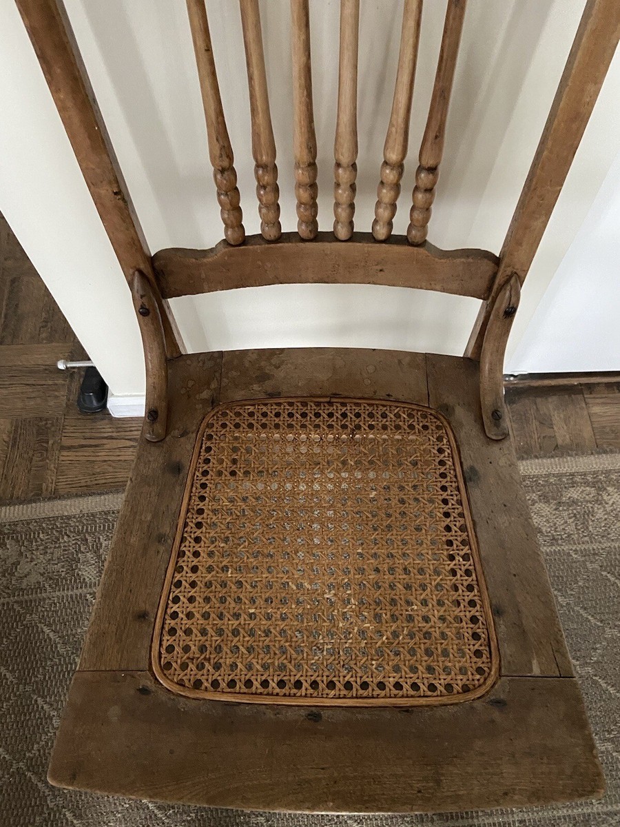 Sale 70’s 国産ヴィンテージ 鋲打ち スピンドルチェア antique wooden spindle carved back chair with cane seat. | eBay