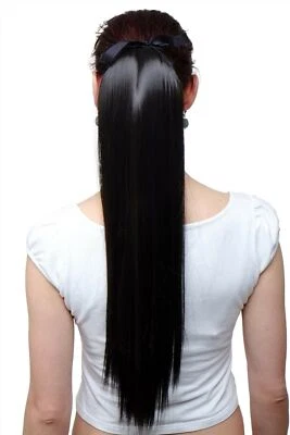 Postiche Tresse Queue de Cheval Peigne Bande Brun Foncé Braun Lisse Long 60 CM - Photo 1/4