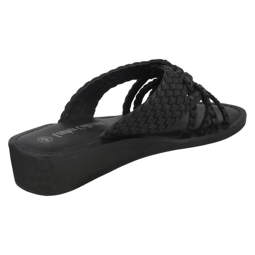 Ladies F0R0076 Wedge heel Mule Sandals By Leather Collection Sale £19.99 - Picture 3 of 17