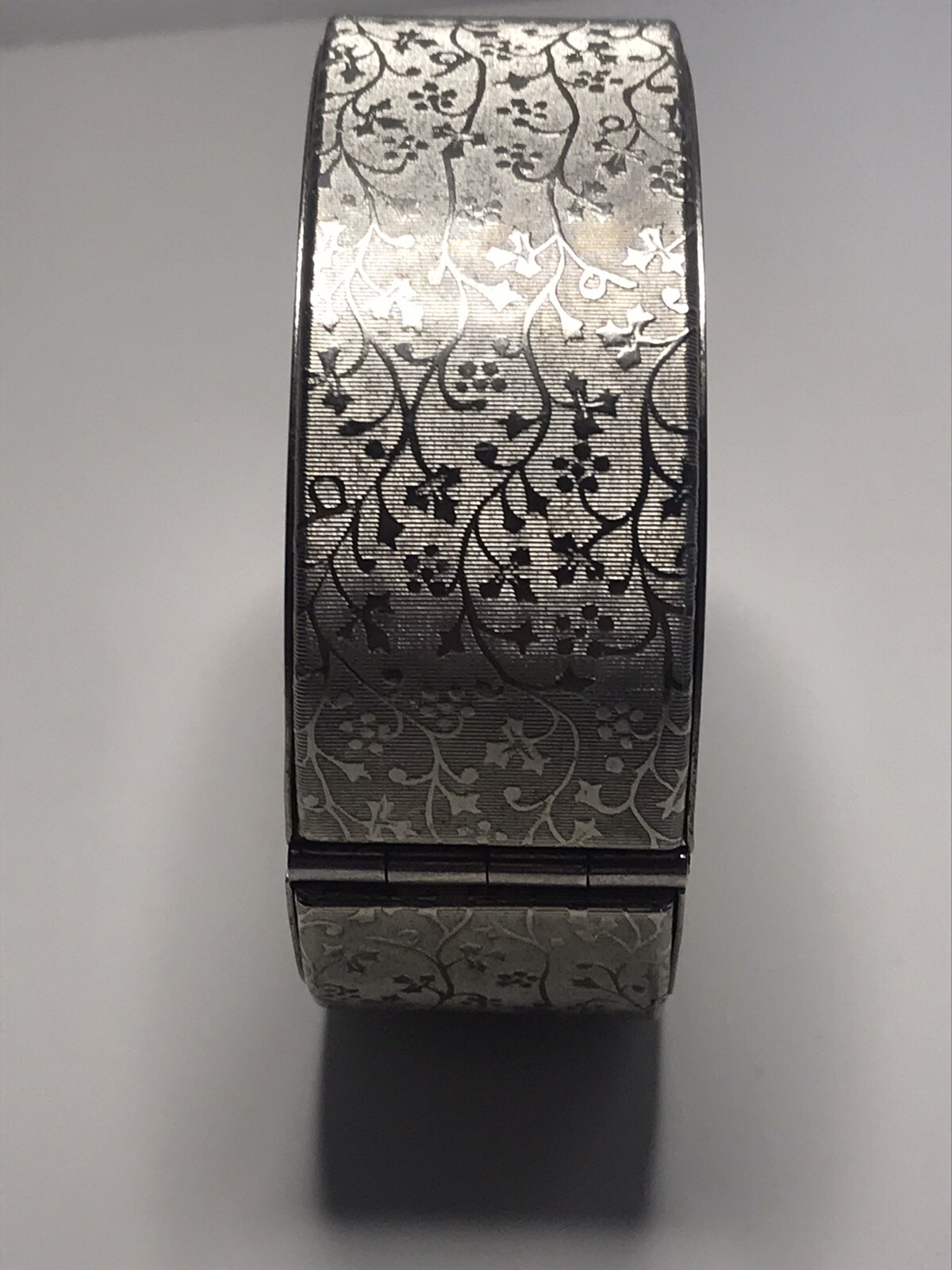 Hinged Cuff Bracelet Brushed Silvertone with Safe… - image 1