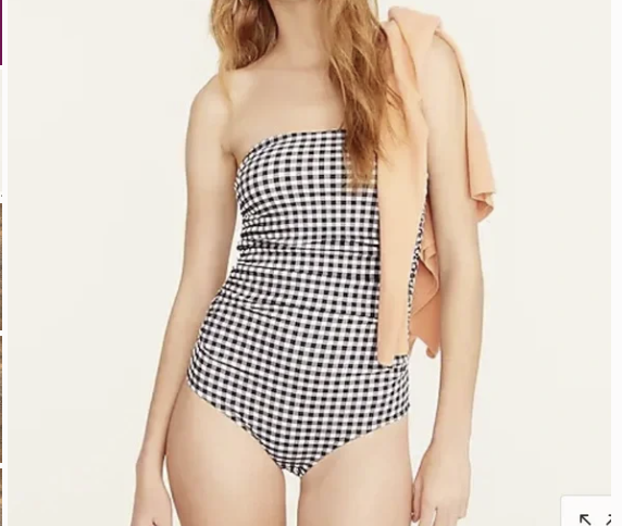 J Crew Swimsuit Blue Gingham One Piece Swim Strapless Removable