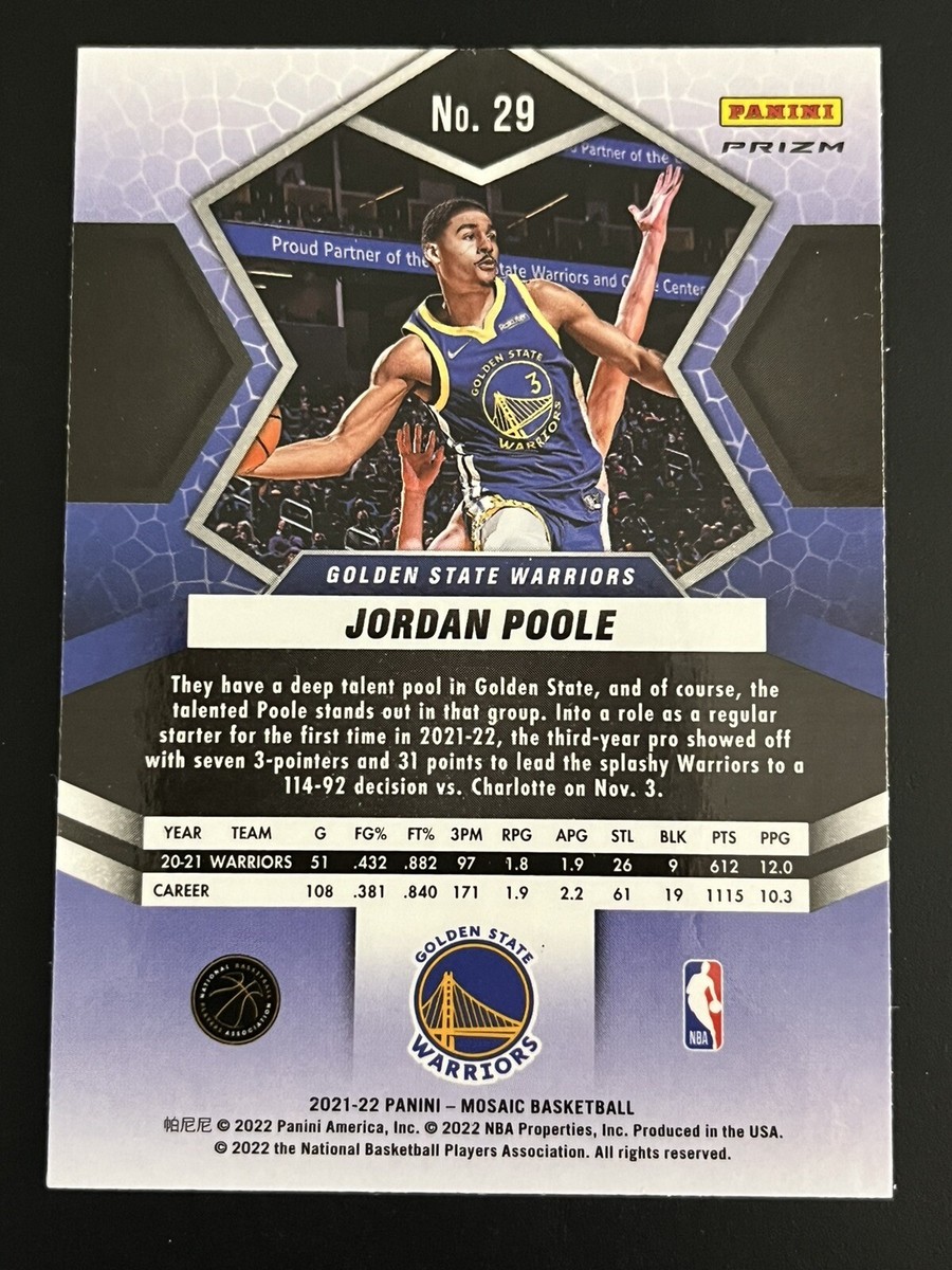 Jordan Poole 2021-22 Mosaic SILVER MOSAIC PRIZM SP #29 Jordan Poole 2021-22 Mosaic SILVER MOSAIC PRIZM SP #29