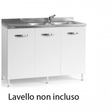 Kit Mobile Sotto Lavello 3 Ante 120 cm Senza Lavello in Legno Bianco da Cucina