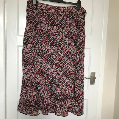 Emma James Rock rosa Blumen UK Größe 20 Chiffon A-Linie fließend leicht Reißverschluss Hochzeit