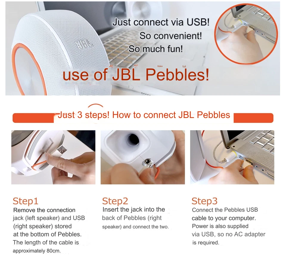 JBL Pebbles Bass Powered Speaker with USB/DAC JBLPEBBLESBLKJN - Image 3 of 4