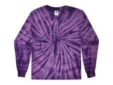  Tie Dye T-Shirt Purple Long Sleeve Adult & Kids Pre-Shrunk 100% Cotton 