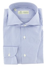 Luigi Borrelli Light Blue Micro-Check Shirt - Slim - 15/38 - 235 