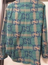 GUCCI GG logo long sleeve shirt green/beige Size XS Used