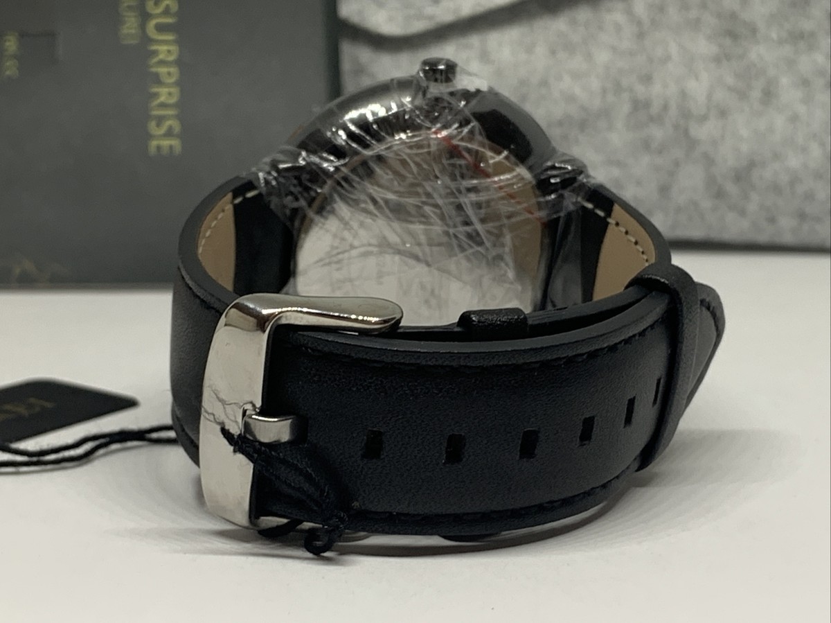 Burei S-6024M Men Black Leather Fashion Minimalist Analog 