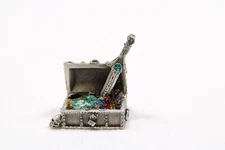 Vintage CCI Pewter Jeweled Fantasy Figure Treasure Chest #5037