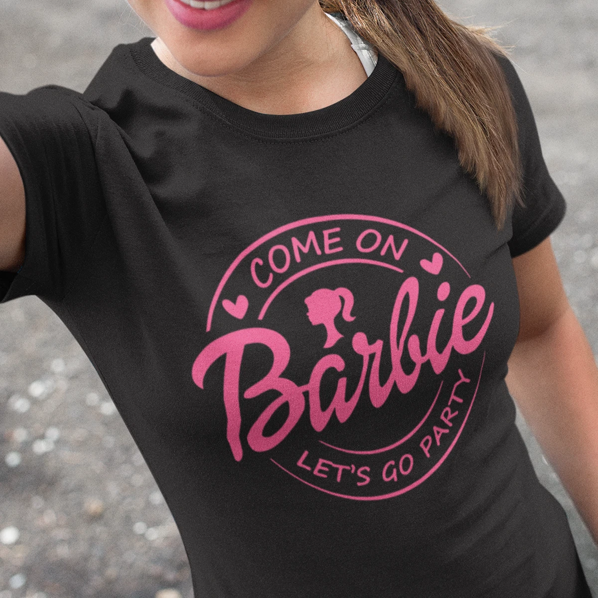 Come on Barbie Let's Go Party T-Shirt Top Tee - Barbie Girl Doll Blonde Film