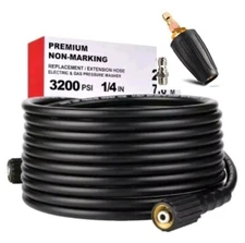Pressure Washer Hose 25FT 1/4" Kink Resistant M22 Brass With Turbo Nozzle