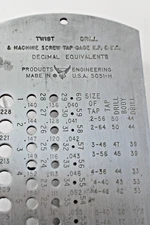 Vintage Products Engineering Twist Drills Machine Taps Gage Decimal  5051H (5C)