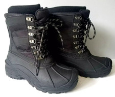 Eddie Bauer Black Rubber Waterproof Insulated Lace up Mid Calf Boots Men's Sz 8