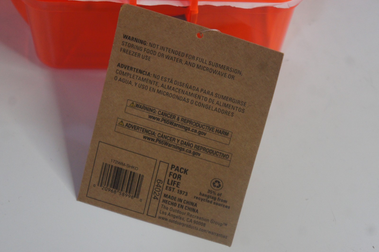 Outdoor Products Large Watertight Box Shocking Orange - Brand New