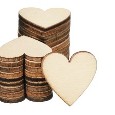 30mm Wooden Hearts, 50 Pack Unfinished Wood Hearts Blank Wooden Cutouts