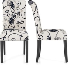 Upholstered Dining Chairs Set of 2 Tufted Fabric Kitchen Chairs w/Padded Seat