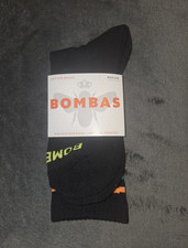 Bombas M Crew Socks Arch Support Antimicrobial Black Striped 1 Pair