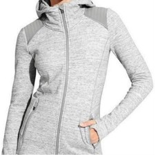 Athleta Stronger Full Zip Hoodie Jacket Grey Heather Spacedye Women  s Size S