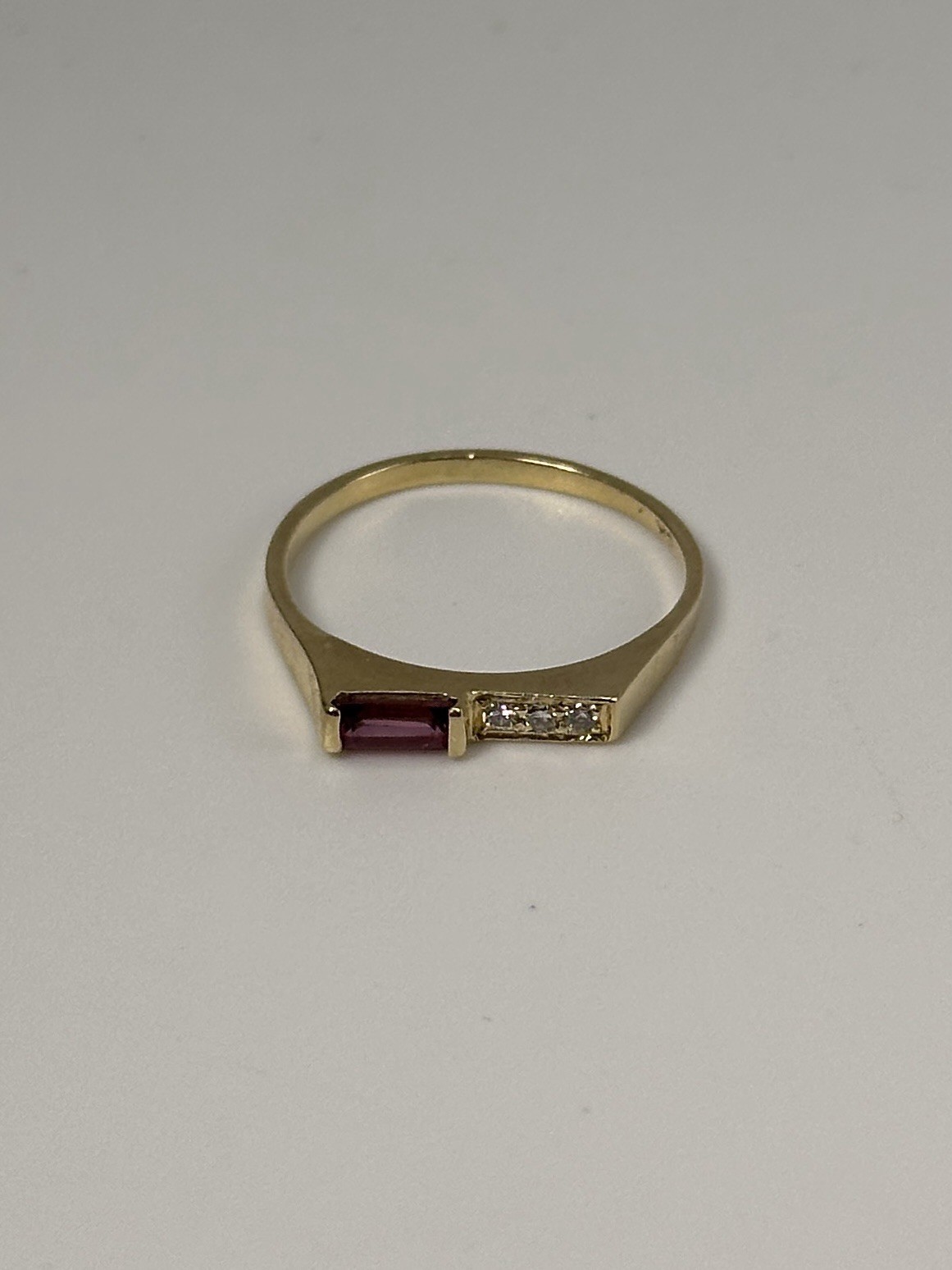 Solid 14K Yellow Gold Band Ring & Ruby & Natural … - image 4