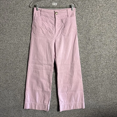 Maeve Women's Size 27 Pink Linen Blend The Colette Wide Leg Stretch Pants