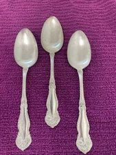 3 Silver plated William Rogers  & Son AA Large Serving Spoons ARBUTUS 1908 Vtg