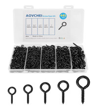 Aovchei Eye Screws Set, 455PCS 0.59" 0.67" 0.75" 0.87" 1" Heavy Duty Eye Hooks,