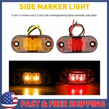 5X Amber+ 5X Red LED Car Truck Trailer RV Side Clearance Marker Lights Lamps New