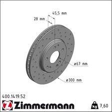2x Zimmermann 400.1419.52 Bremsscheibe für MERCEDES BENZ SL 124 190 E KLASSE 2x Zimmermann 400.1419.52 Bremsscheibe für MERCEDES BENZ SL 124 190 E KLASSE