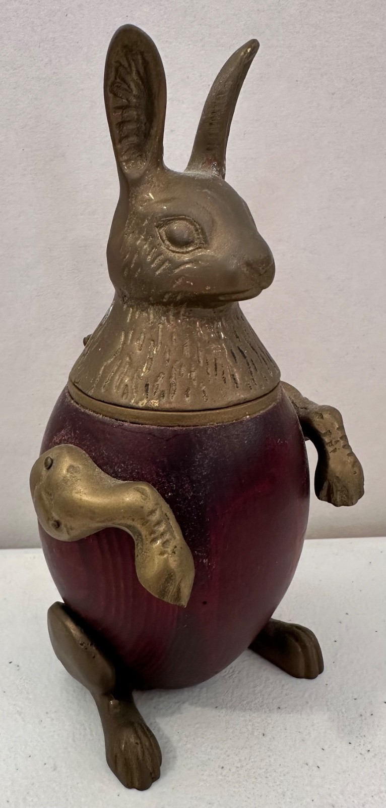 Arthur Court Vintage Bronze Rabbit Trinket Box Inkwell, Used