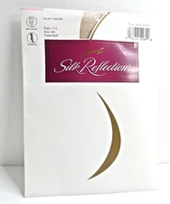 Hanes Silk Reflections Silky Sheer Non-Control Sandalfoot Travel Buff AB NEW
