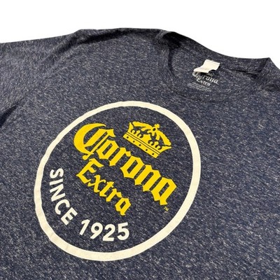 Corona Beer T Shirt sz XL heathered Blue Graphic Logo Tee streetwear grunge