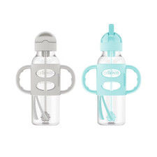Dr. Brown's Milestones Wide Neck Sippy Spout Bottles 9oz 2 Pack Flexible Handles