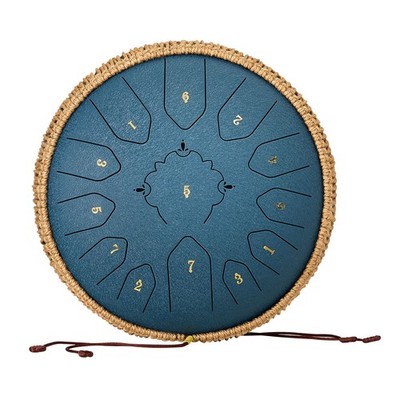 Zungentrommel, 33 cm 15-Noten-Regentrommel, C-Dur-Musiktrommeln mit Notenbuch & Schlägeln, Steel Tongue Drum für Meditation, Yoga, musikalische Ausbildung für Anfänger, Marineblau | DE