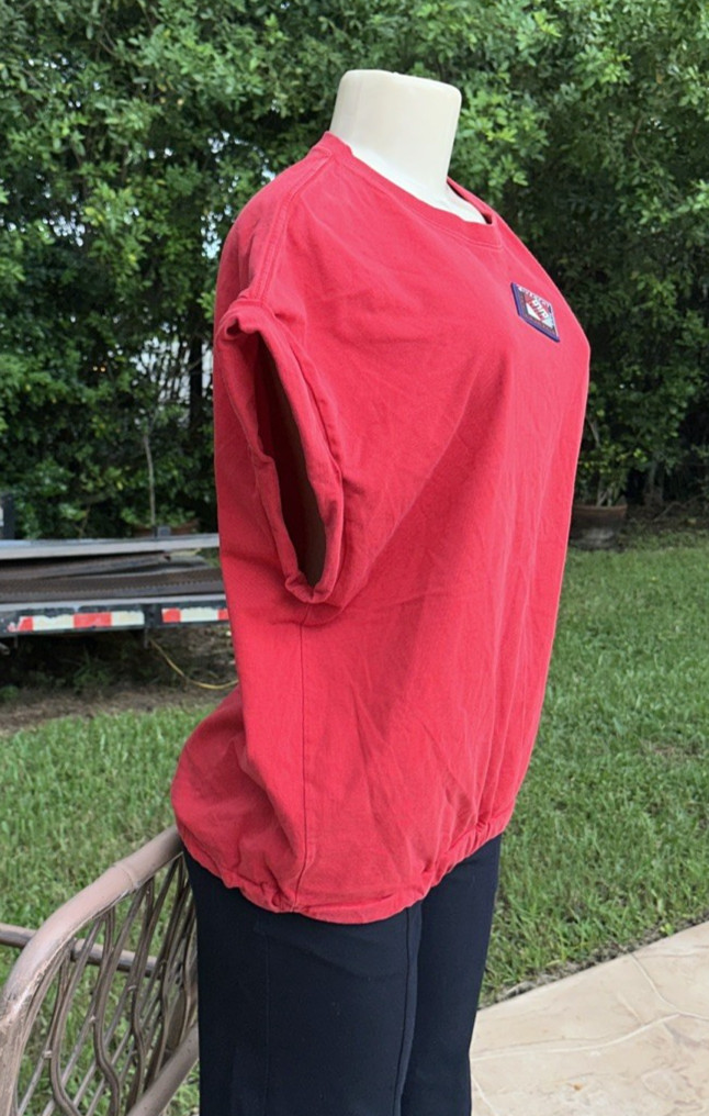 GIVENCHY RED CAP SLEEVE DRAWSTRING BOTTOM DETAIL … - image 9