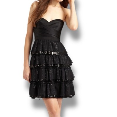 BCBGMAXAZRIA Strapless Black Tiered Sequin Cocktail Mini Dress | Size 2 | | eBay BCBGMAXAZRIA Strapless Black Tiered Sequin Cocktail Mini Dress | Size 2 | | eBay