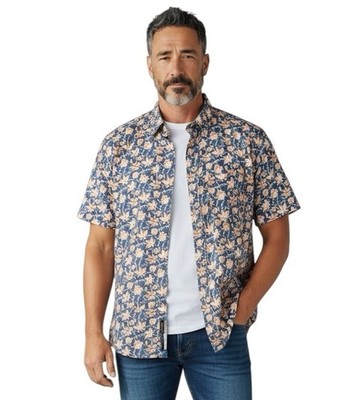Faherty Short Sleeve Breeze Shirt men s Size M Floral Print Hemp Tencel Stretch