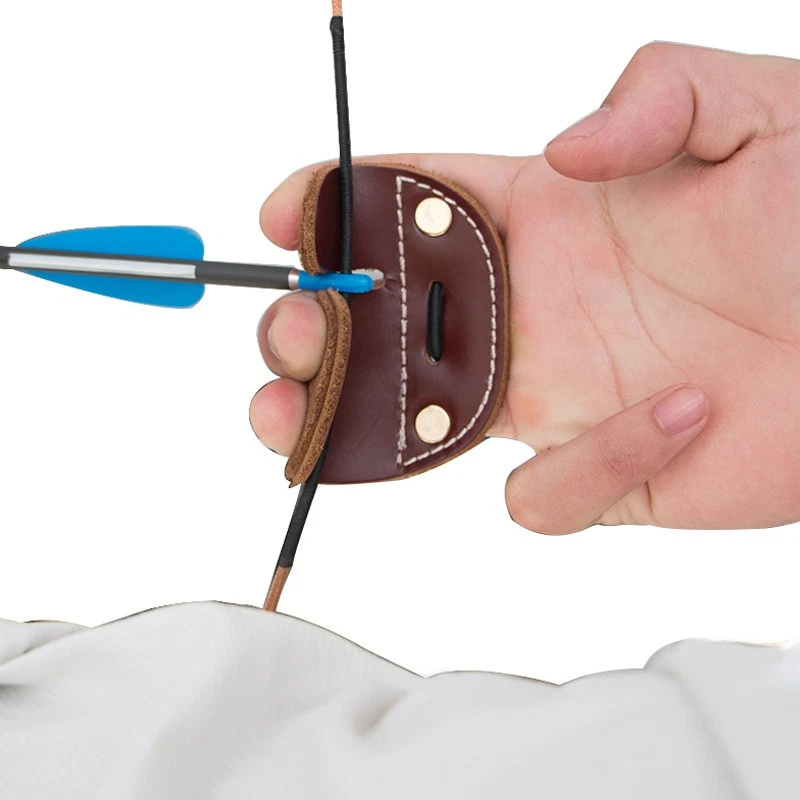 Archery Finger Hand Guard Tab Right Hand Leather Protector Gear Bow Shooting - Image 3 of 4