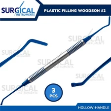 3 Plastic Filling Woodson #2 Blue Titanium Tips with B&S Hollow Handle German Gr